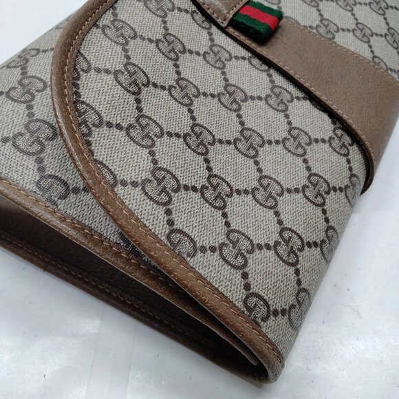 Authentic Gucci Vintage Clutch Bag Sherry Line Brown PVC mn294-120625 - Picture 7 of 16